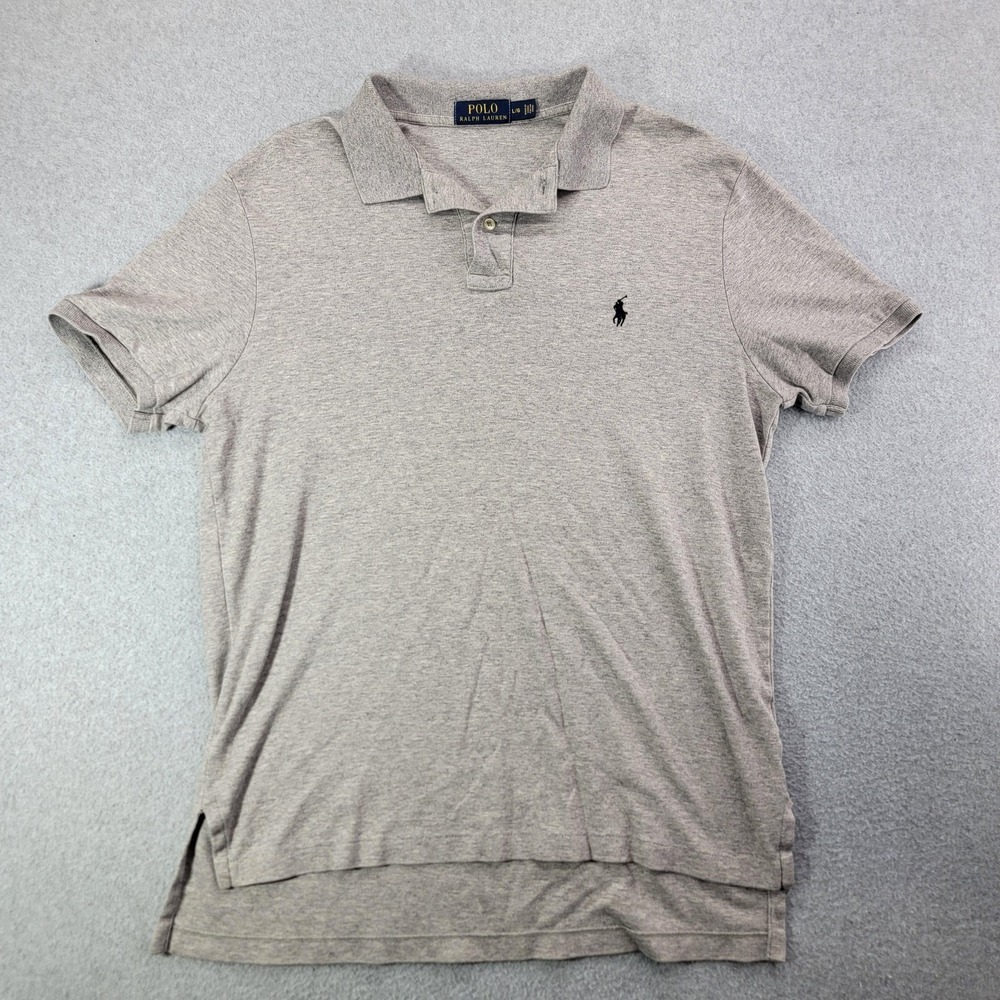 Polo Ralph Lauren Polo Shirt Mens Large Gray Short Sleeve Cotton Pony Logo